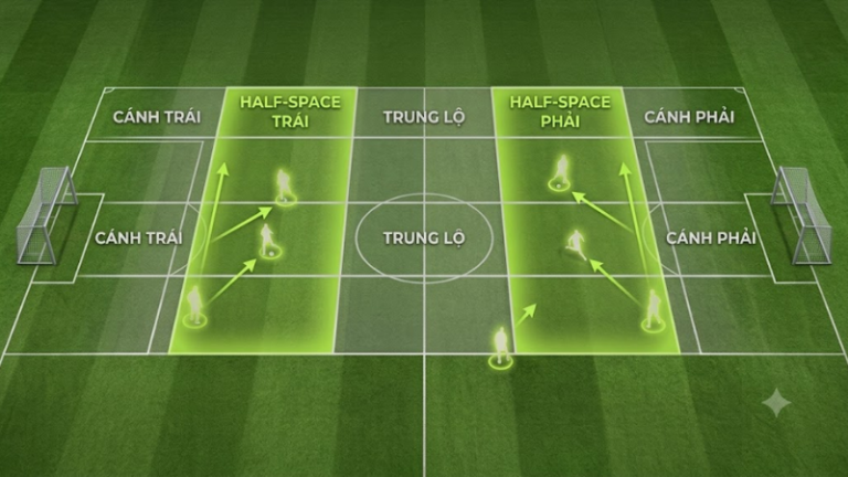 Pep Guardiola khai thác Half space trong hệ thống bóng đá